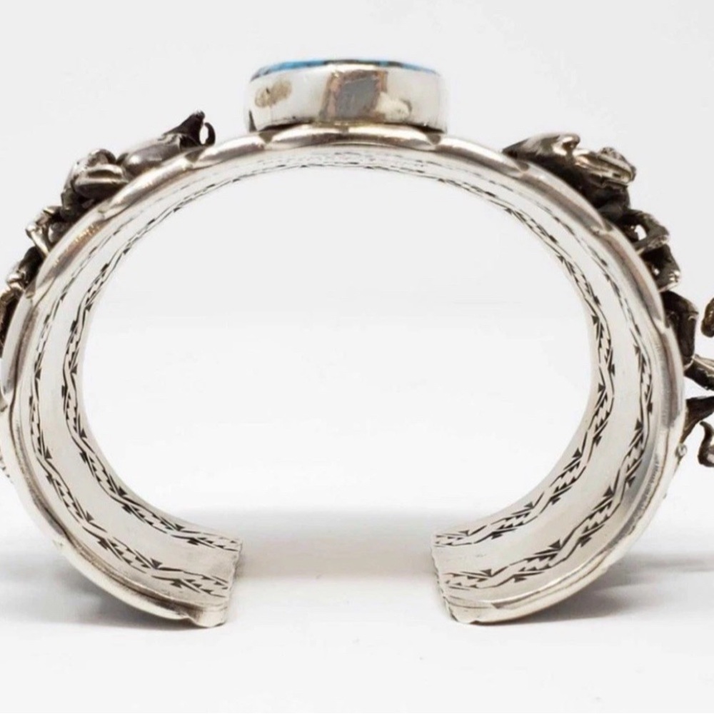 San Felipe Jacob Troncosa Silver and Turquoise Scorpion Cuff Bracelet - Picture 8 of 14
